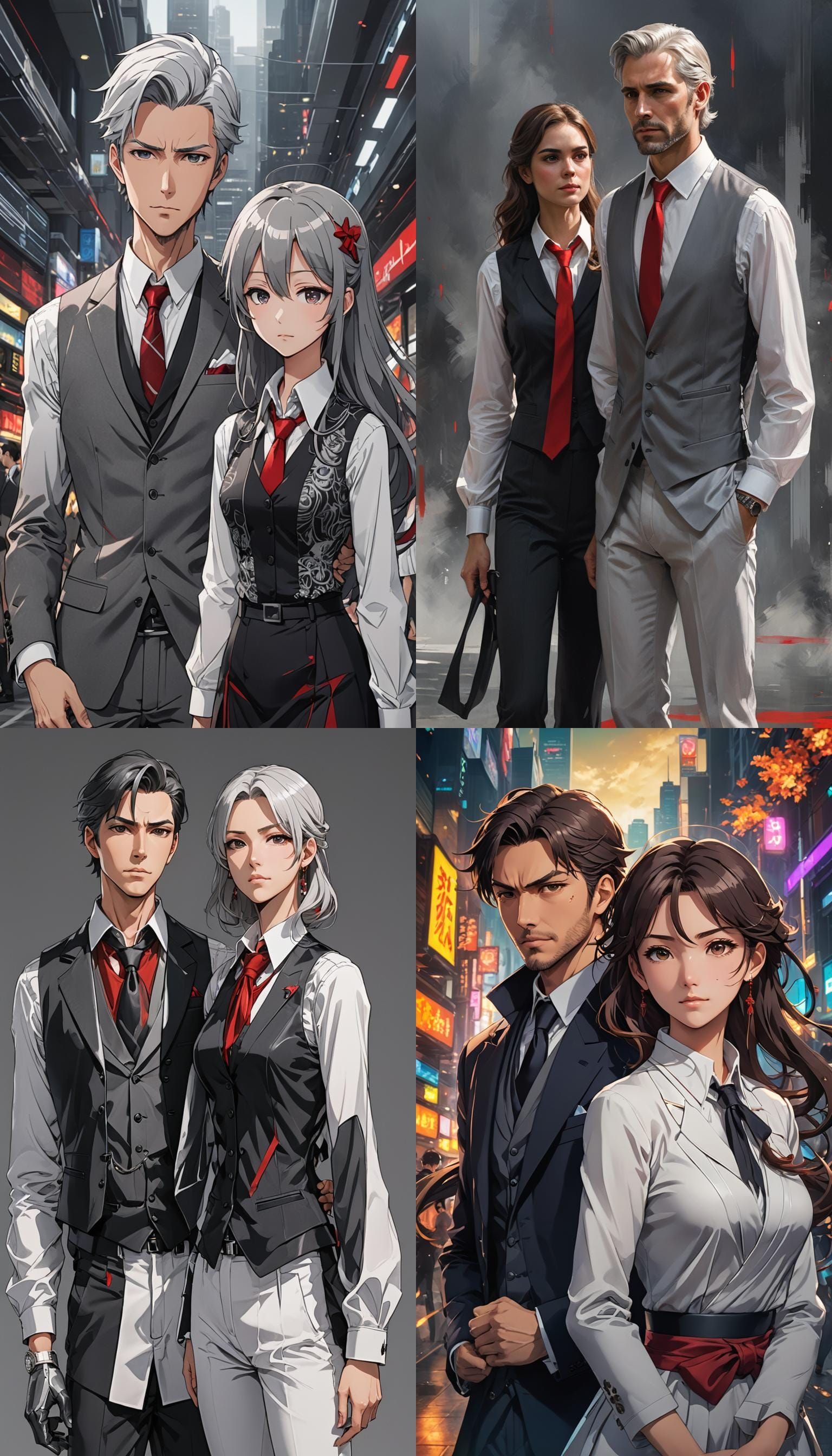 Anime Couple in Elegant Attire, Manga-Inspired Masterpiece