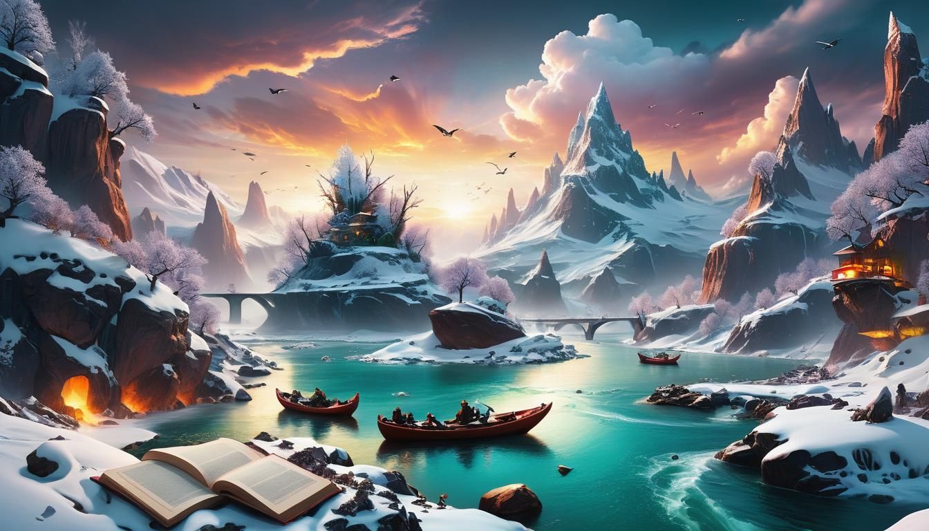 Dystopian Winter Wonderland with Machinery and Nature