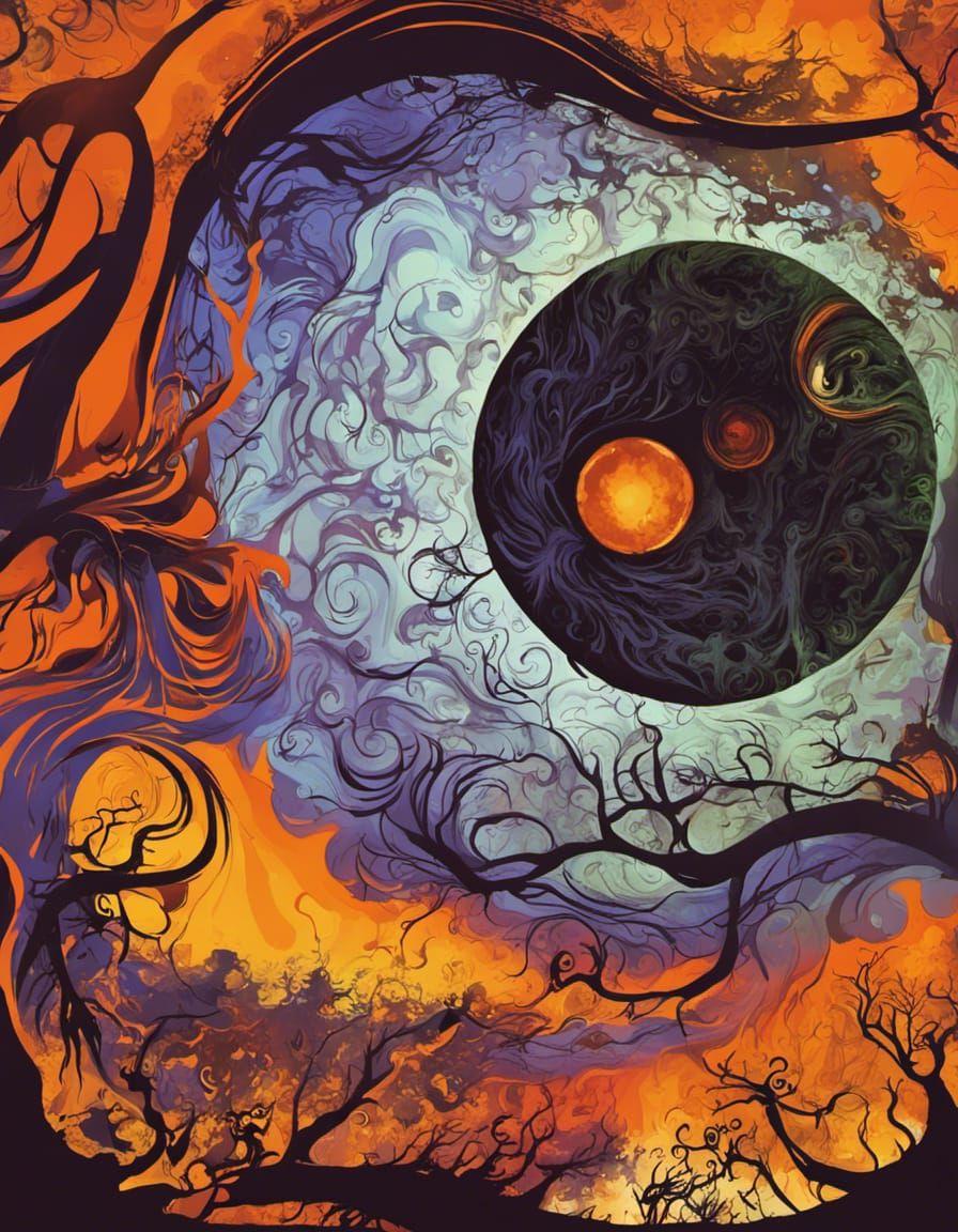 Ethereal Symbiotic Tree in Neon Dreamscape