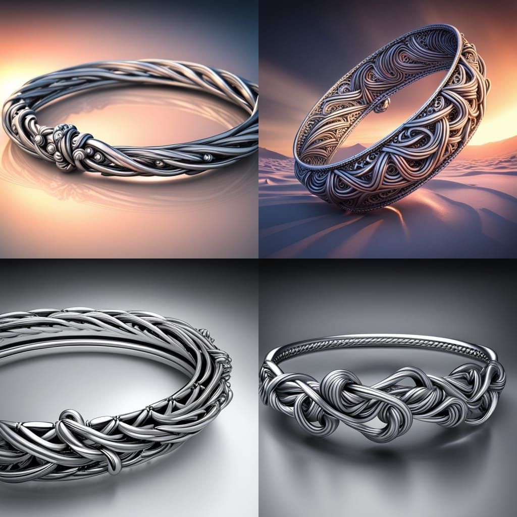 Ethereal Silver Bangle in Dark Fantasy Style