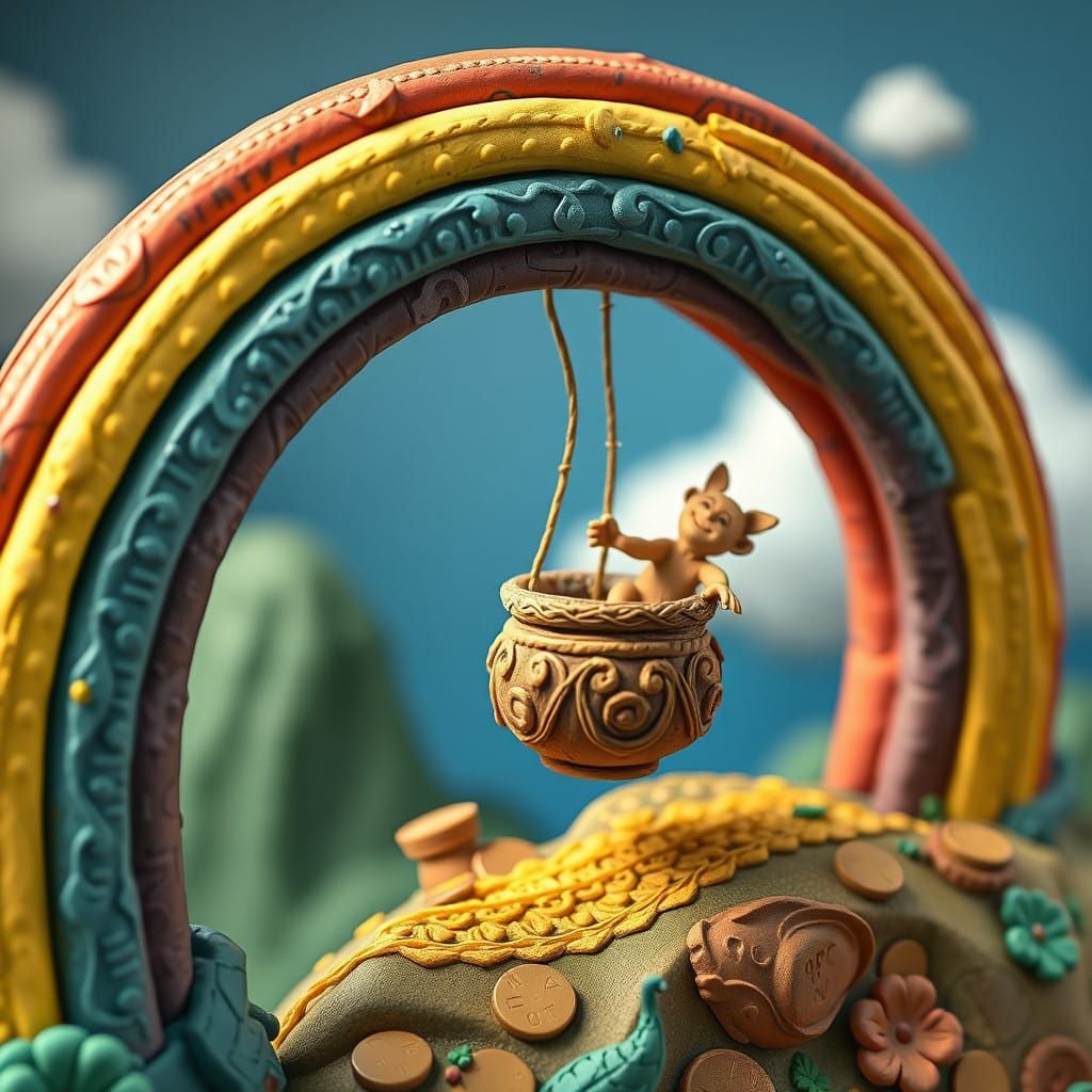 Whimsical Clay Rainbow with Celtic Pottery and Unreal Engine...