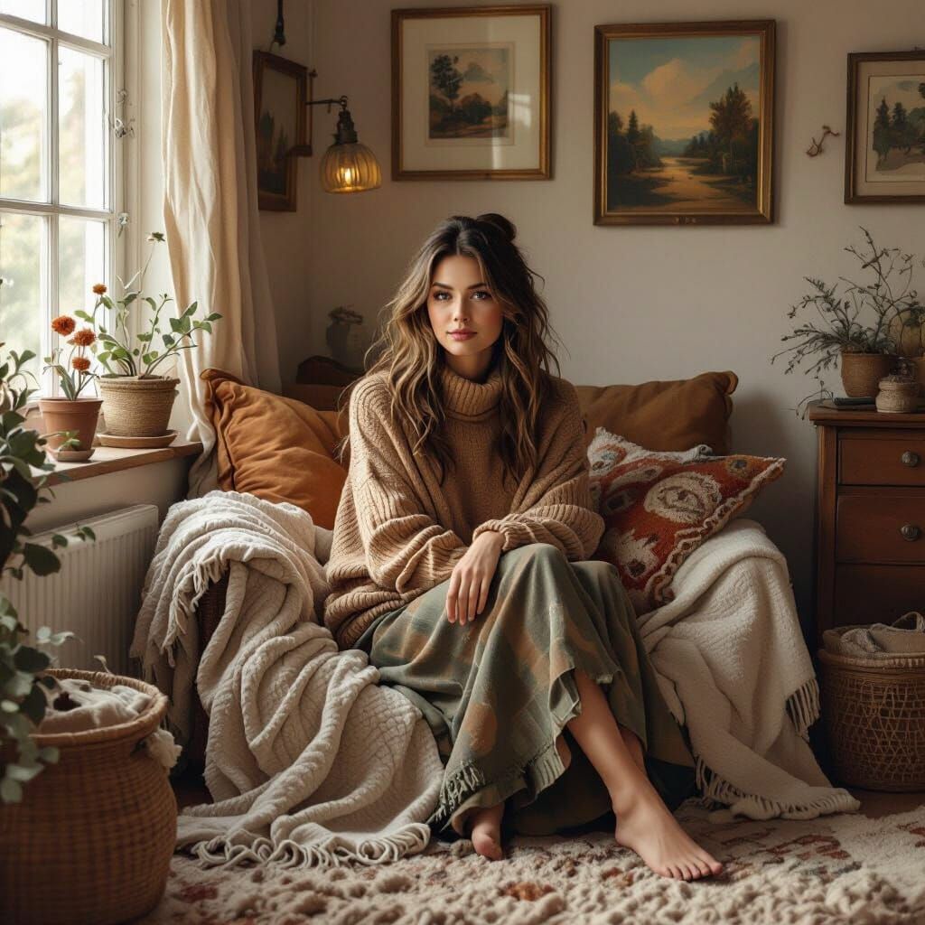 Cozy Room Scene in Digital Painting Style