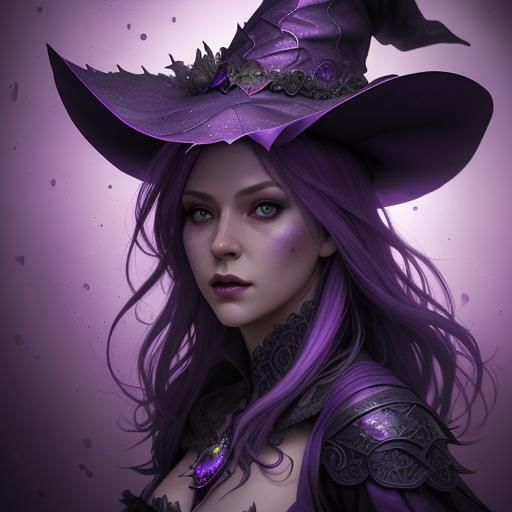 Ethereal Purple Witch in Vibrant Hyperrealism