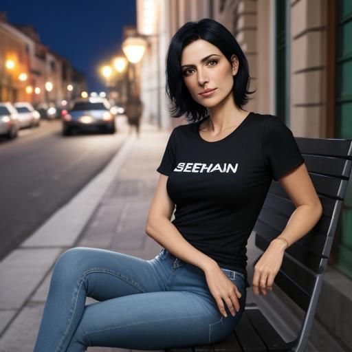 Serene Nighttime Scene with a Young Woman