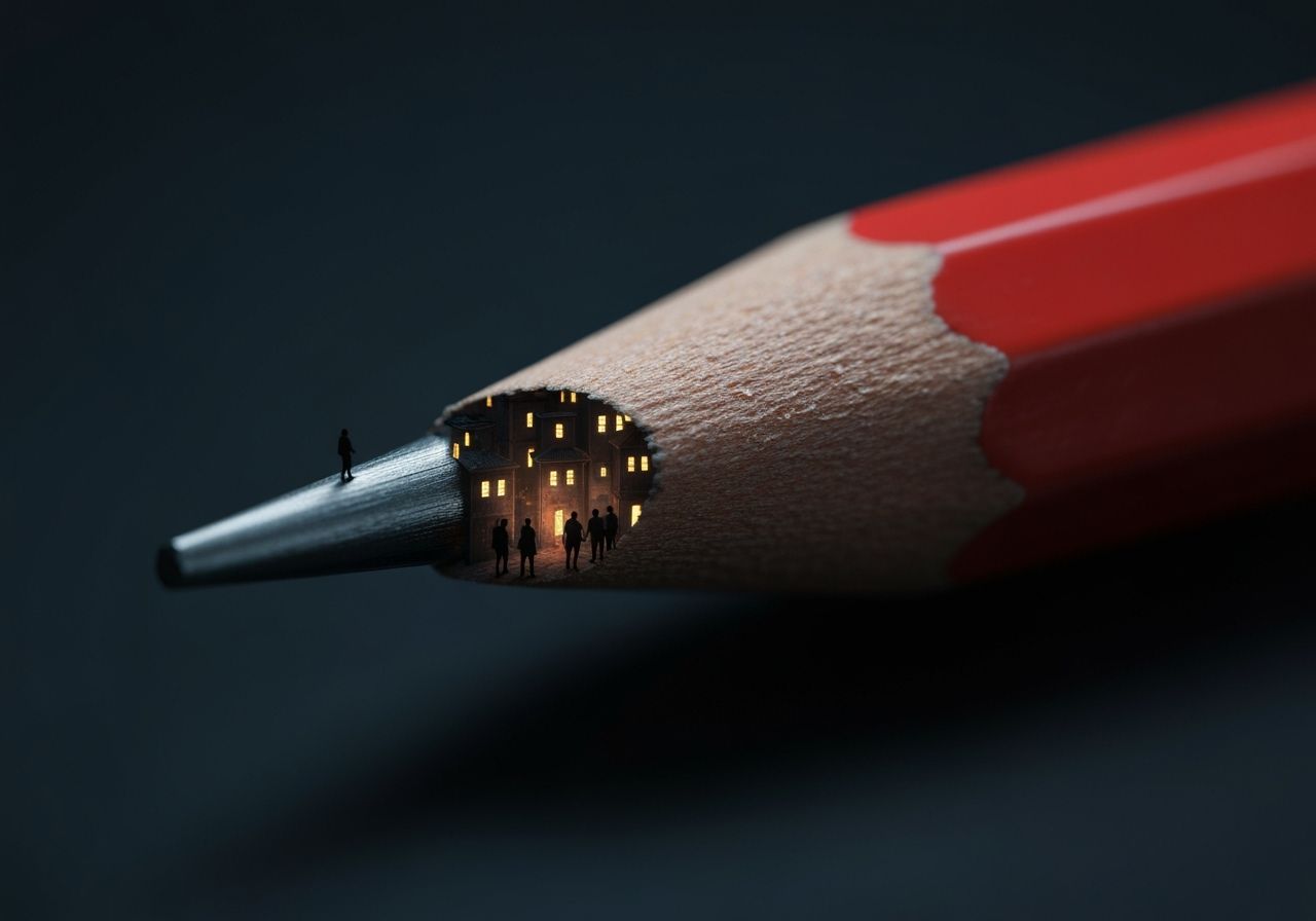 Pencil Tip Transforms Into Miniature Fantasy Cityscape