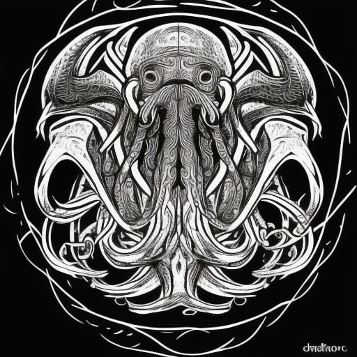 Cosmic Horror Icon in Minimalist Illustration