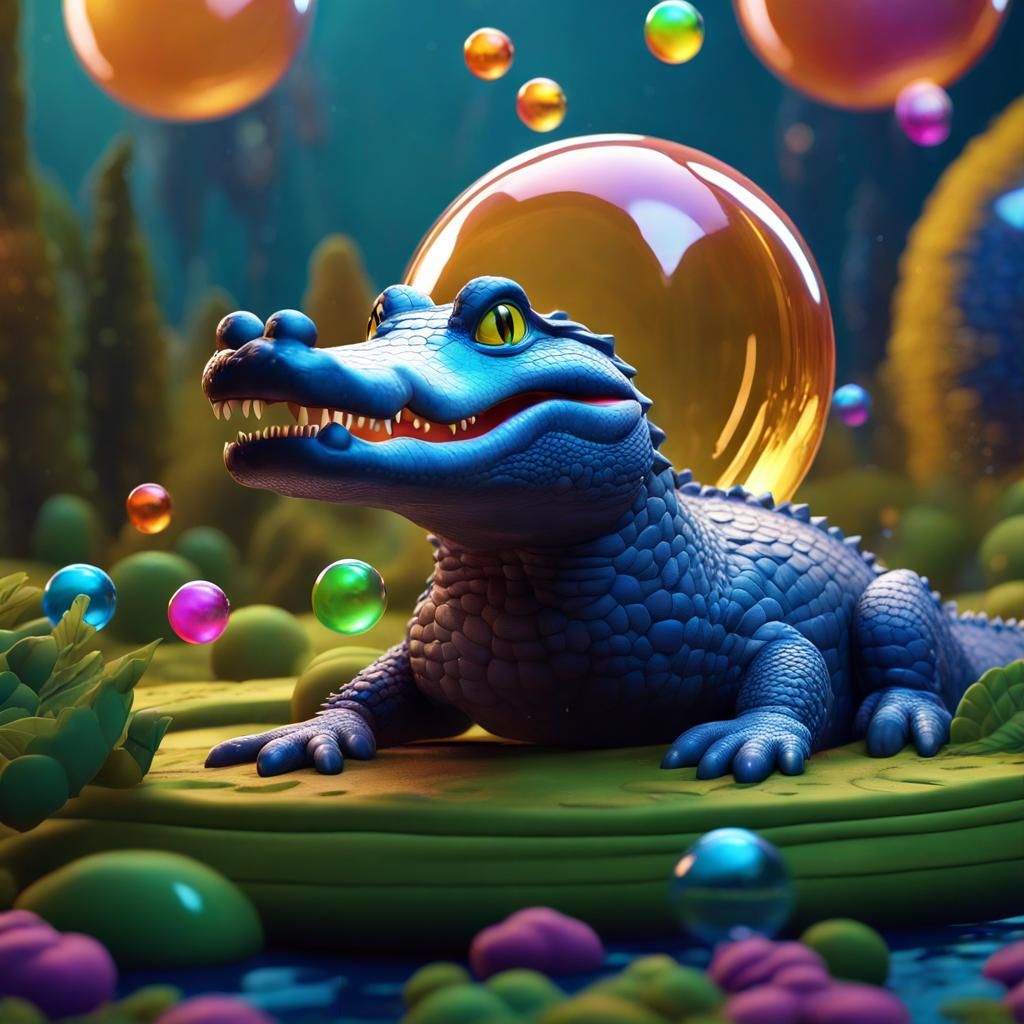 Fantastical Alligator in Bubble Art