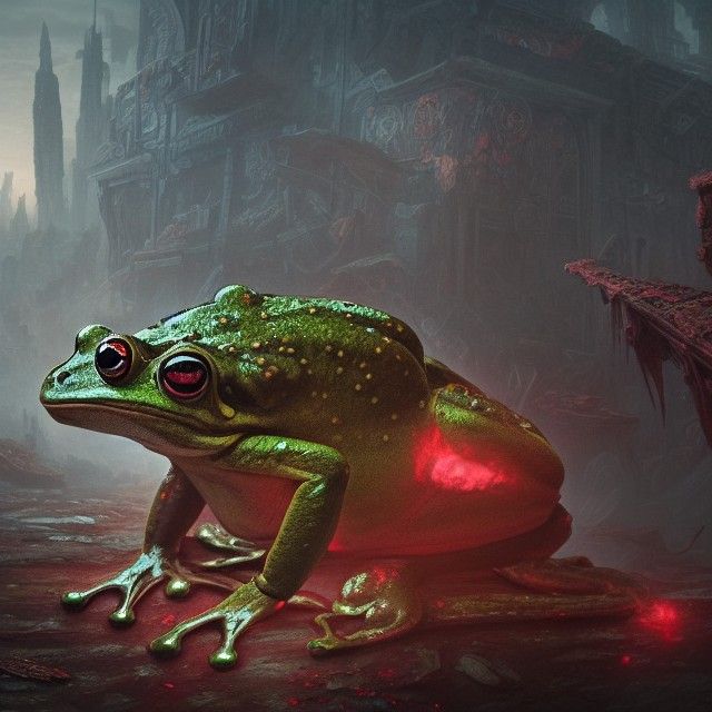 Surreal Digital Painting of a Frog God Kingdom in a Post-Apo...