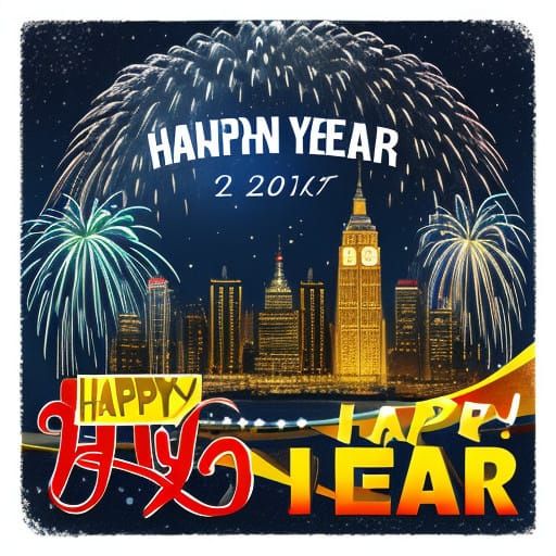 Vibrant New Year's Celebration in Neon Style