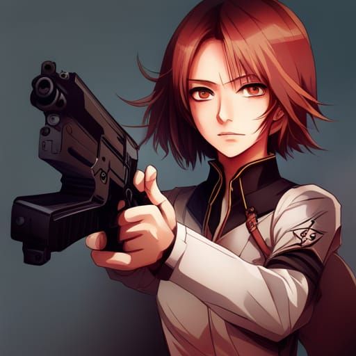 Anime Gun Silhouette in a Futuristic Landscape