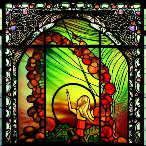 Surreal Stained Glass Environment Reveals Whimsical, Epic Wo...