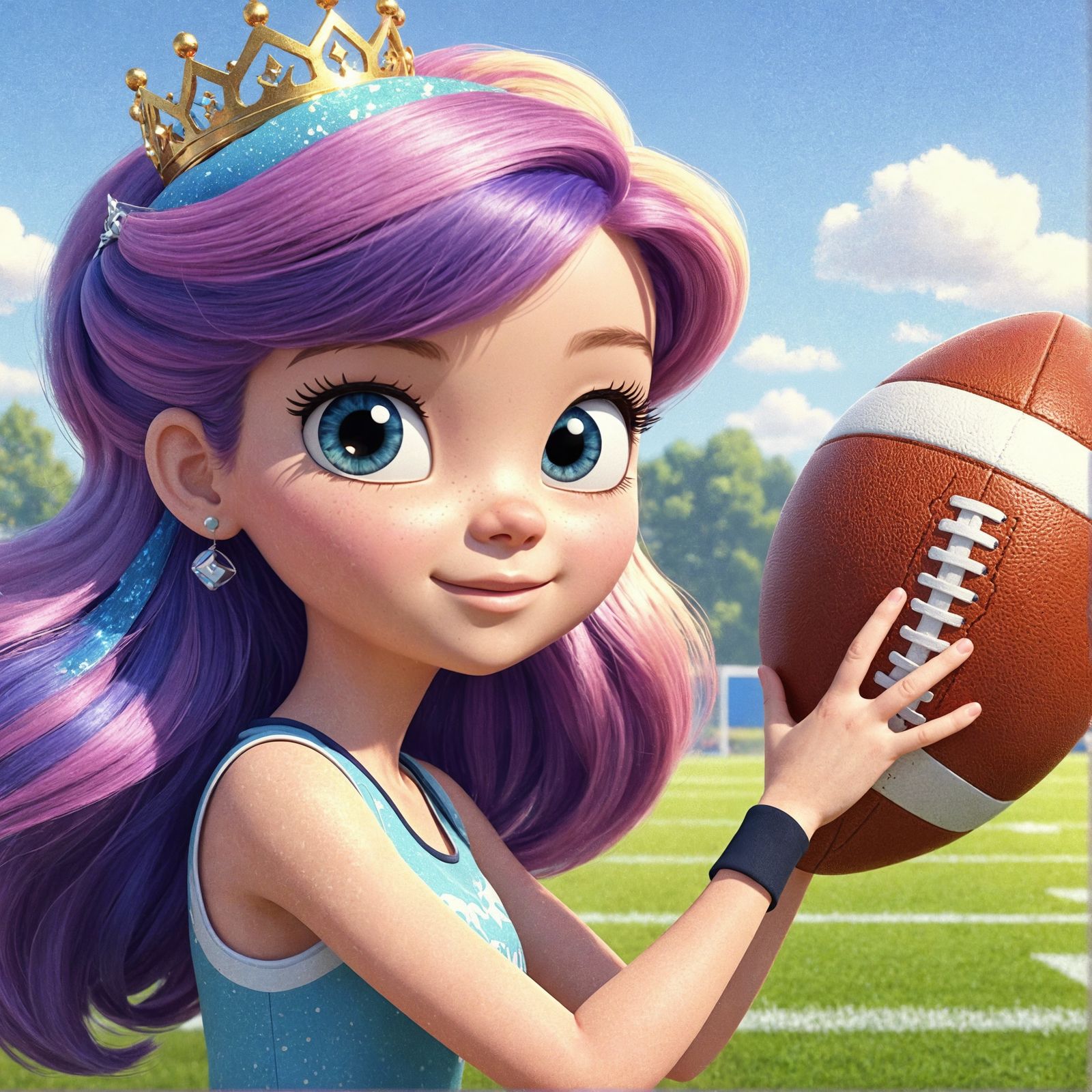 Optimized Oil Painting of Princess Soccer Player in Vibrant....