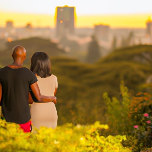 Kenyan Couple at Sunset Over Nairobi, Photography