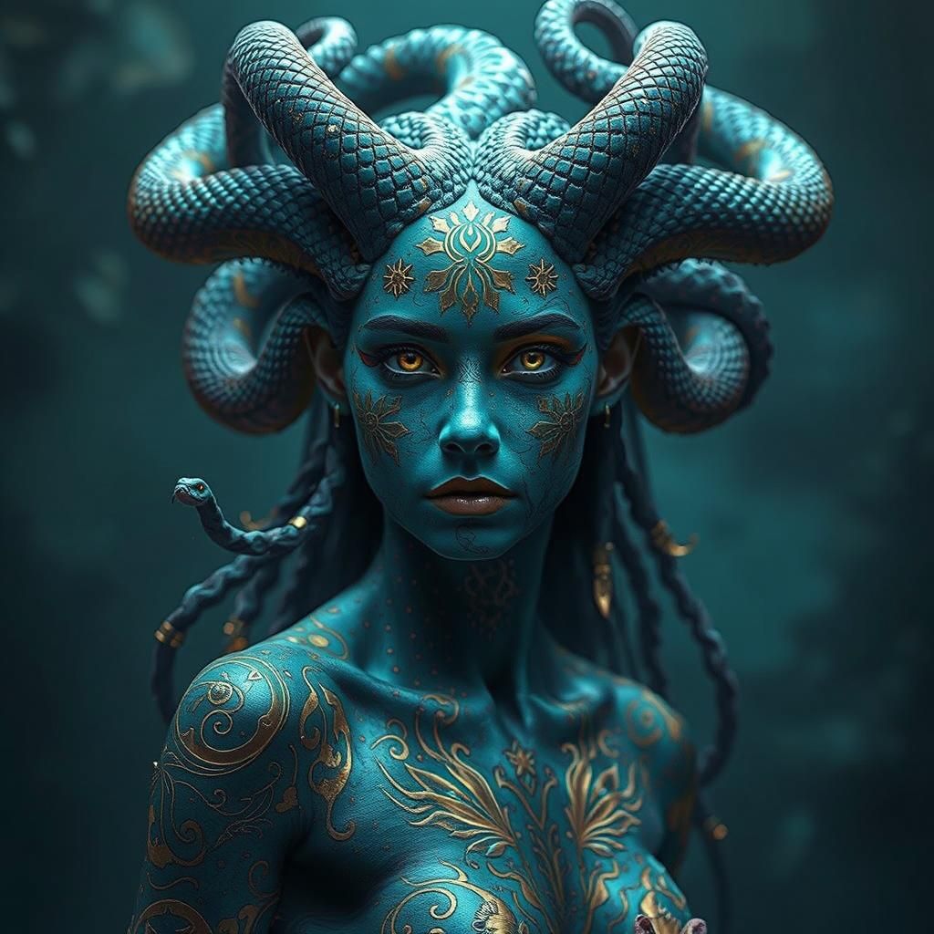 Medusa in Golden Splendor, Green Goddess of a Post-Apocalypt...