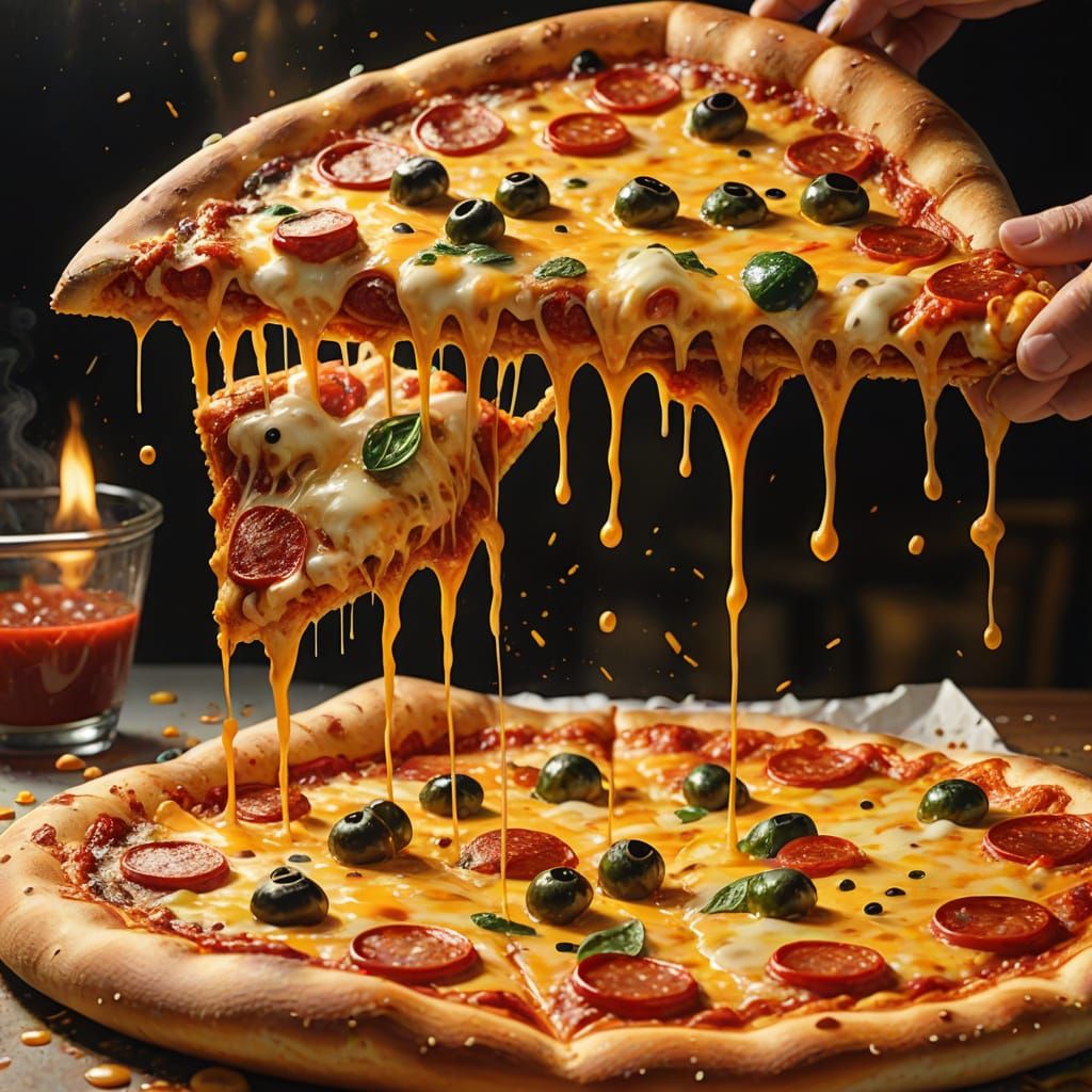 Pizza Art in Gallery as Vibrant Oil Painting