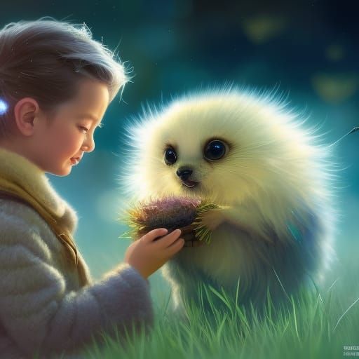 Hyper Realistic Furry Bumble Bee with Fractal Flowers