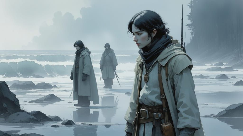 Pale Figures at Shoreline, Concept Art