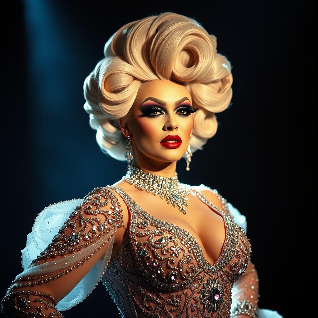 Dramatic Drag Queen in Rhinestone Gown
