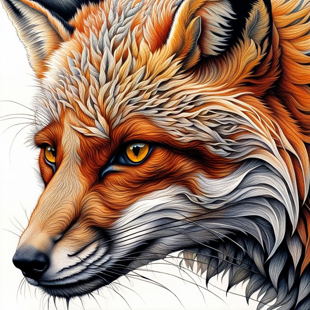 Vibrant Fantasy Fox in a Robert Bateman Inspired Style