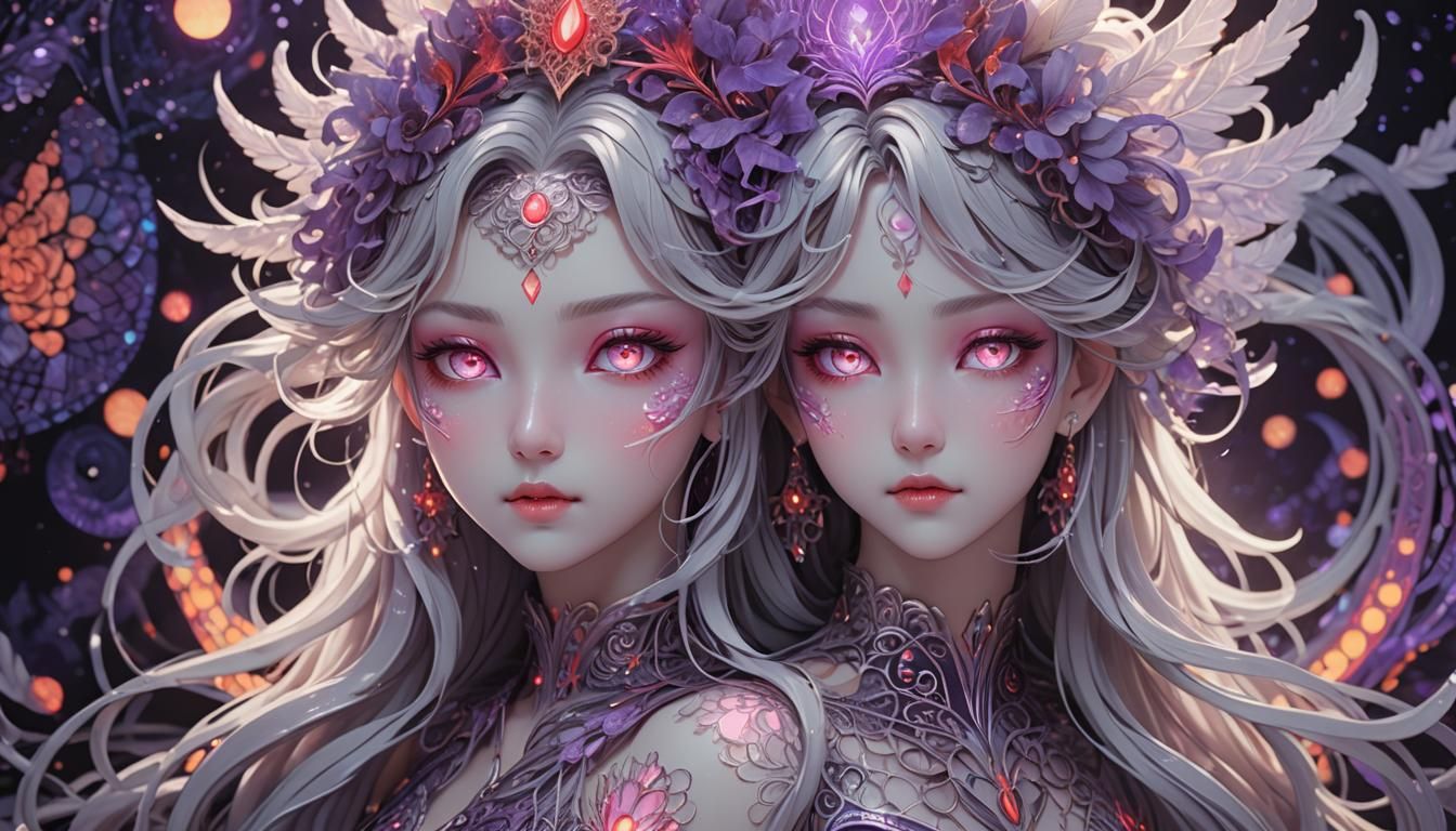 Surreal Anime Goddess Radiates Peaceful Aura