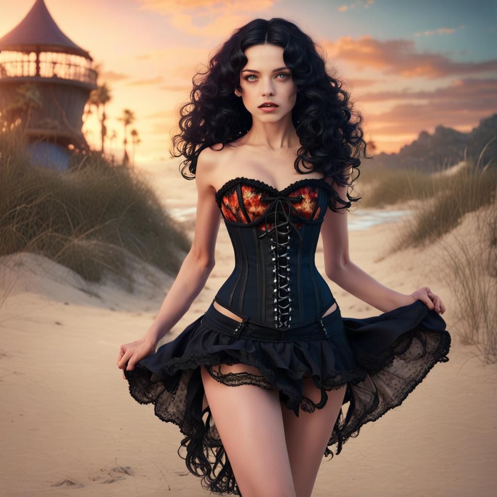 Ethereal Summer Witch Basks in Sunset Glow