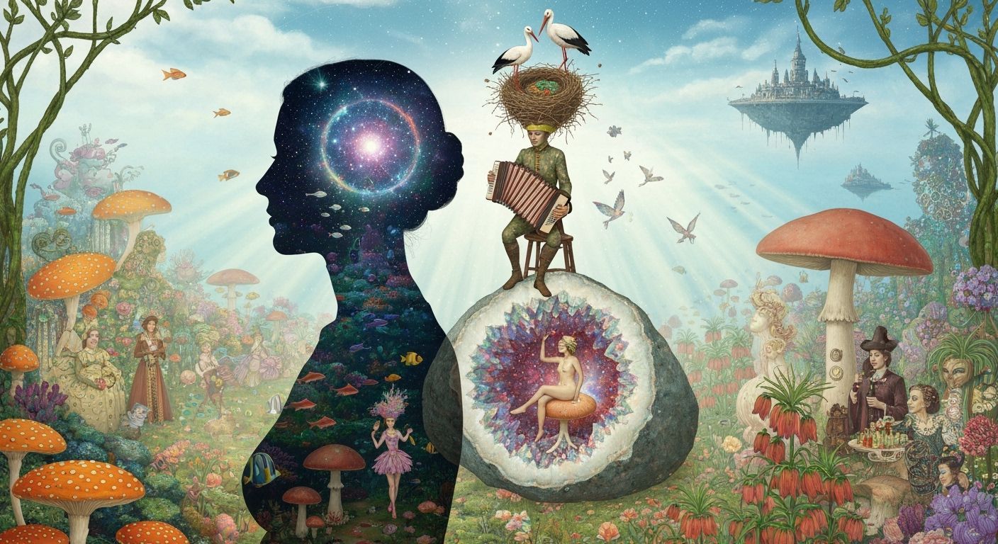 Geode Reef Woman Silhouette in Double Exposure