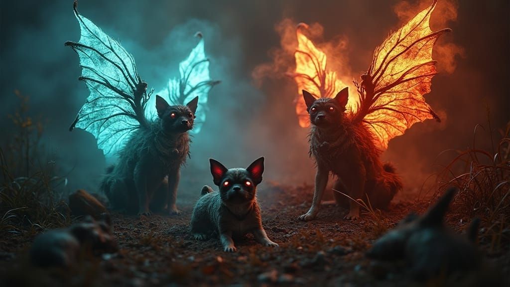 Adorable Demon Chihuahua Hybrid with Glowing Eyes