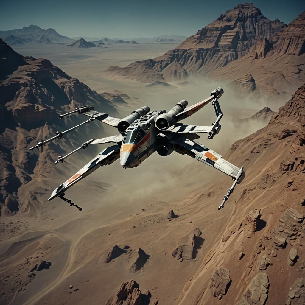 Cinematic Star Wars X Wing Film Still in Epic Film Grain