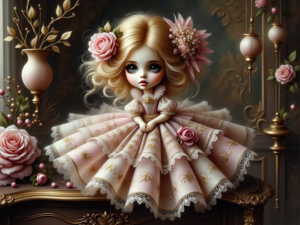 Victorian-Inspired Doll with Intricately Styled Hair