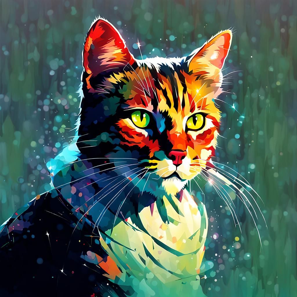 Feline Chivalry in a Vibrant Digital Painting