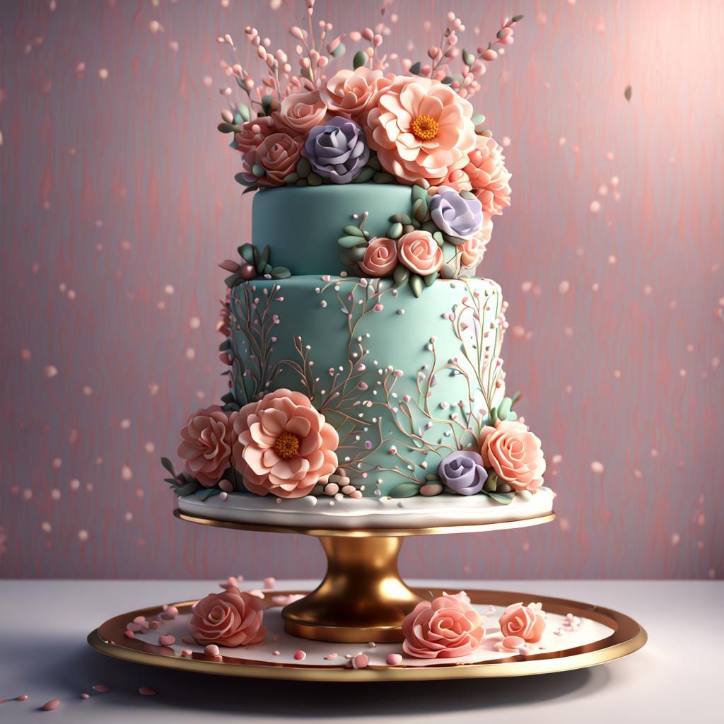 Delicate Pastel Fantasy Cake in Unreal Engine 5