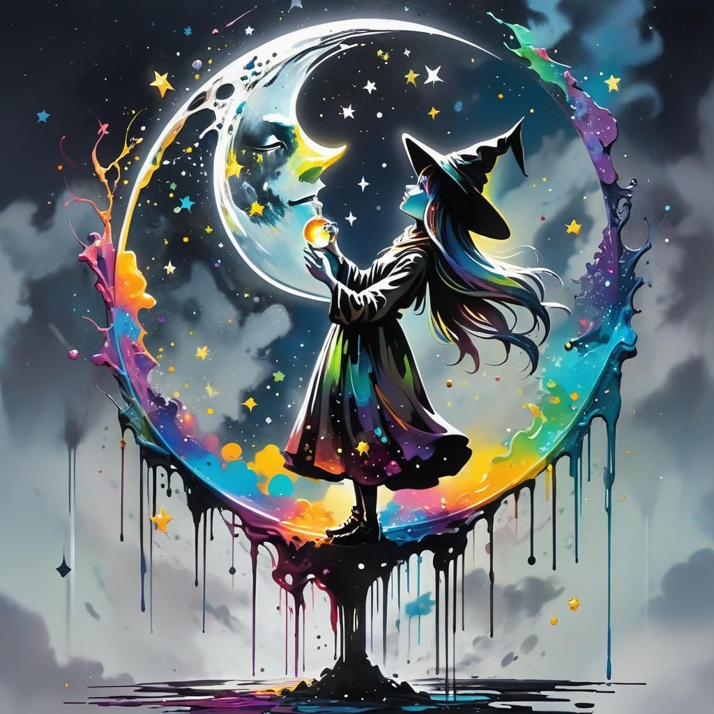Glass Witch Creates Vibrant Polychromatic Moon in the Night....