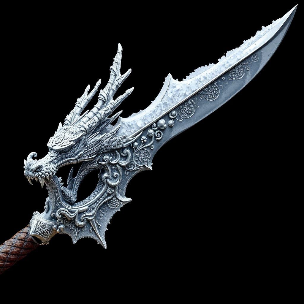 Icy Dragon Blade with Silver Filigree