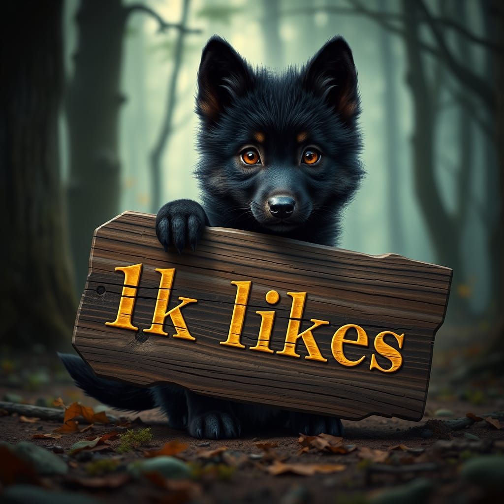 Mystical Forest Wolf Celebrates 1k Likes in Golden Splendor
