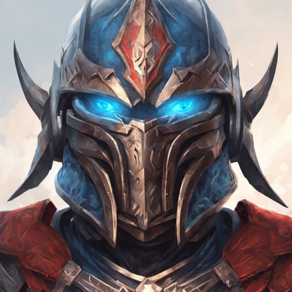 Fantasy Warrior Armor with Glowing Runes and Volumetric Ligh...