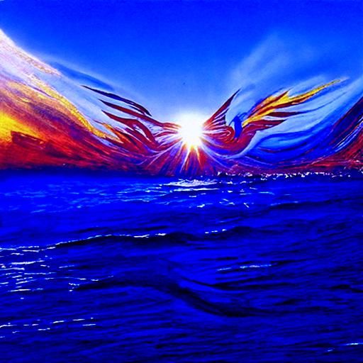 Surreal Sunrise Phoenix in Vibrant Hyperrealism