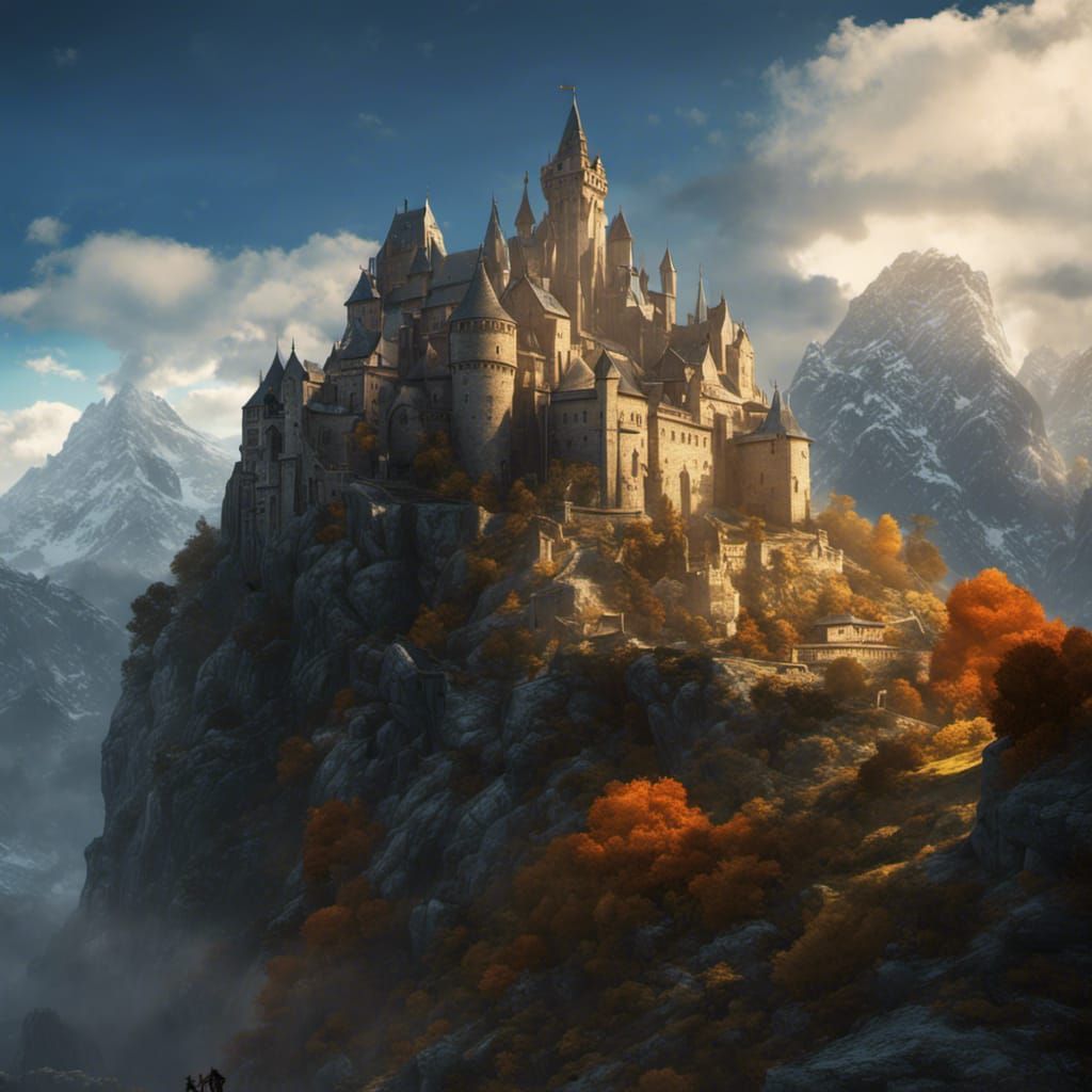 Dark Fantasy Castle Concept Art in Rich, Vibrant Colors