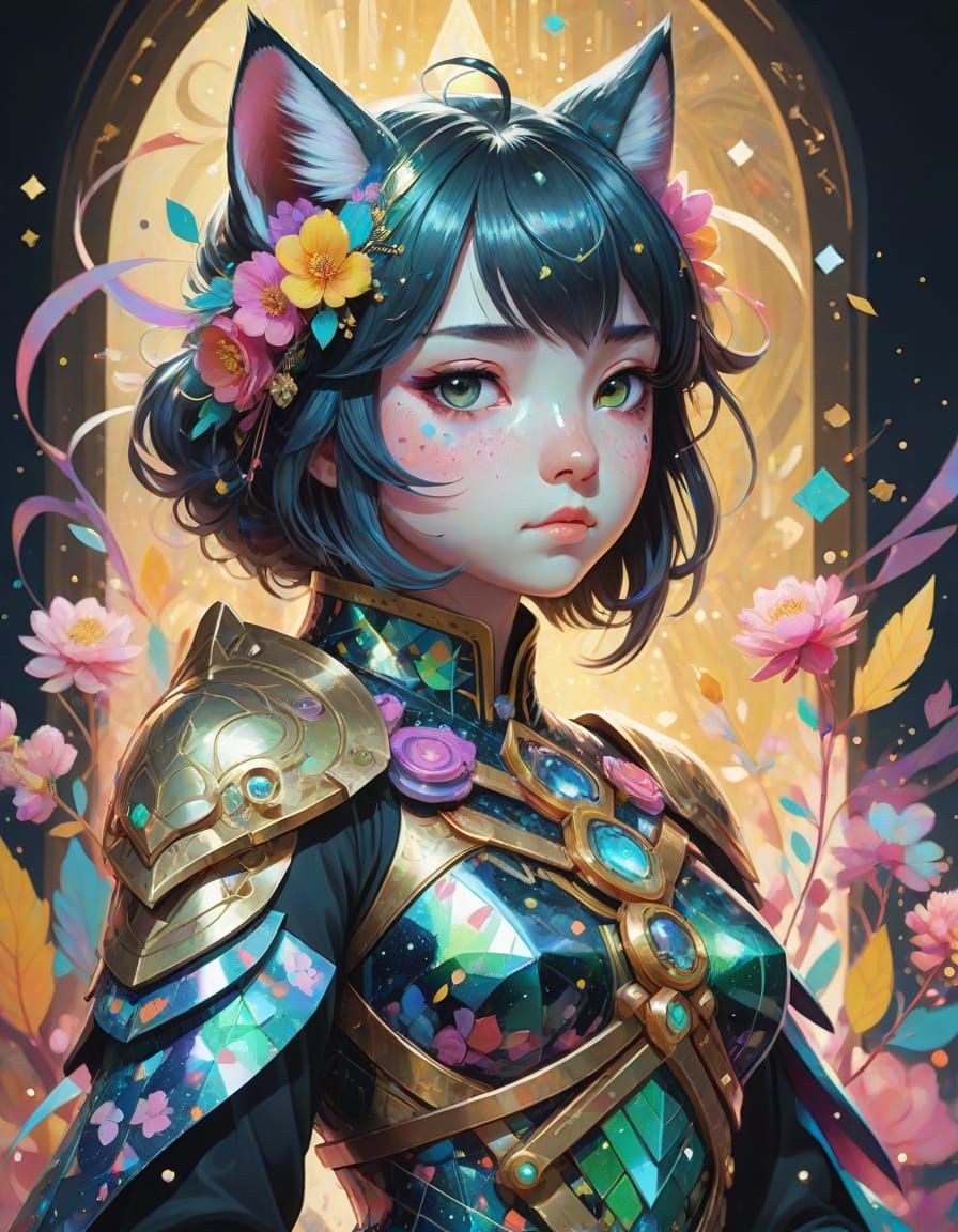 Vibrant Anime Hero in Iridescent Splendor