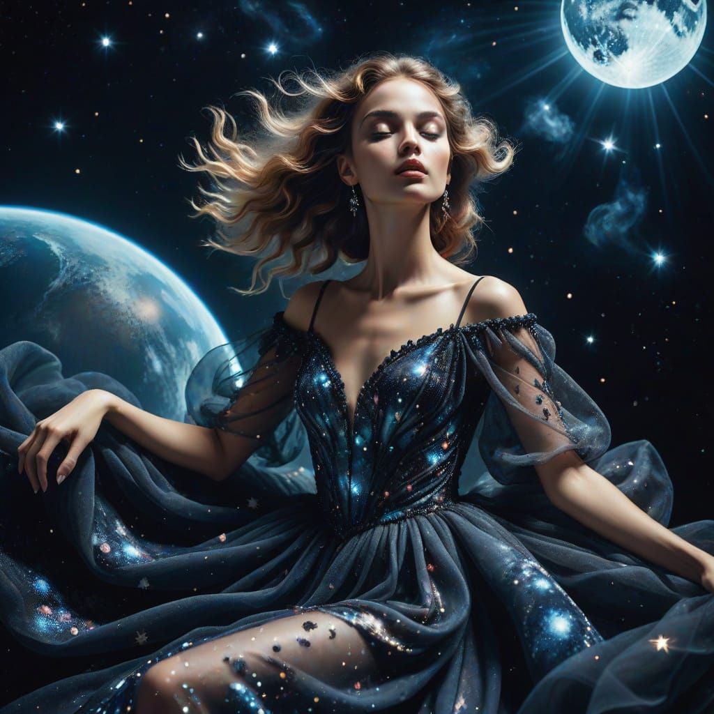 Celestial Empress in Space: A High-Fashion Editorial