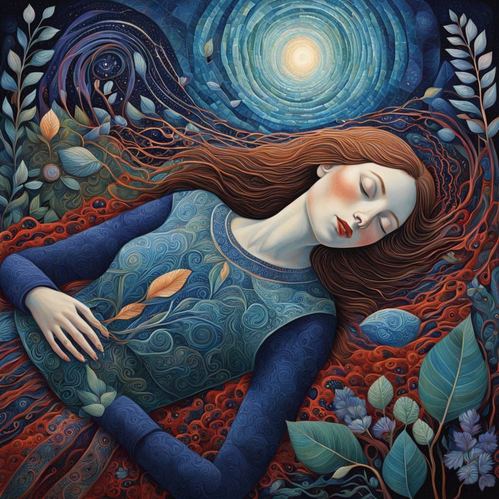 Ethereal Bio Art Figure in Vibrant Dreamlike Scene