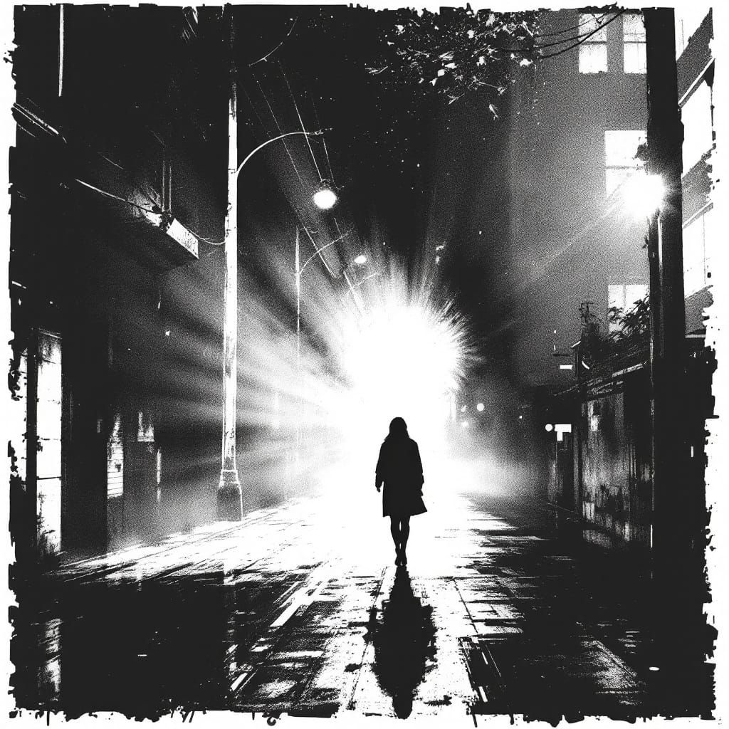 Solarized Zine Print of Quiet Streets in High Contrast