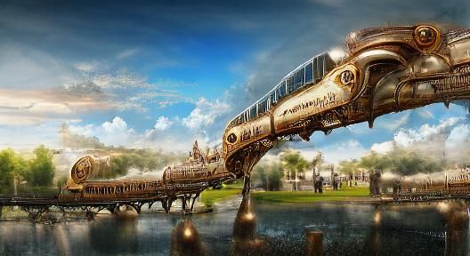 Victorian Era Monorail Rides Through Scenic Countryside