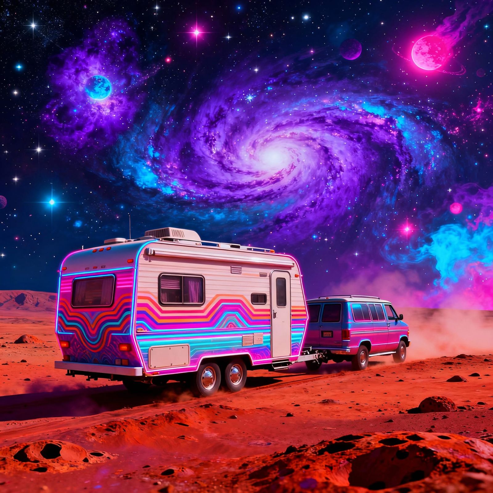 Psychedelic RV Trip on Mars with Cosmic Background