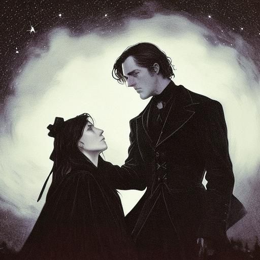 Ethereal Gothic Romance Figure Basks in Starlight