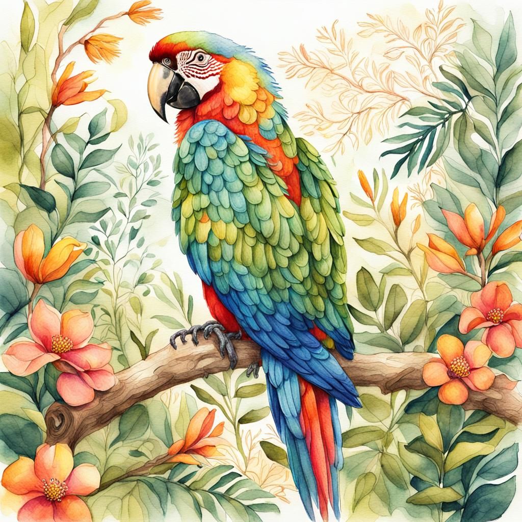 Enchanting Tropical Vistas in Warm, Whimsical Hues