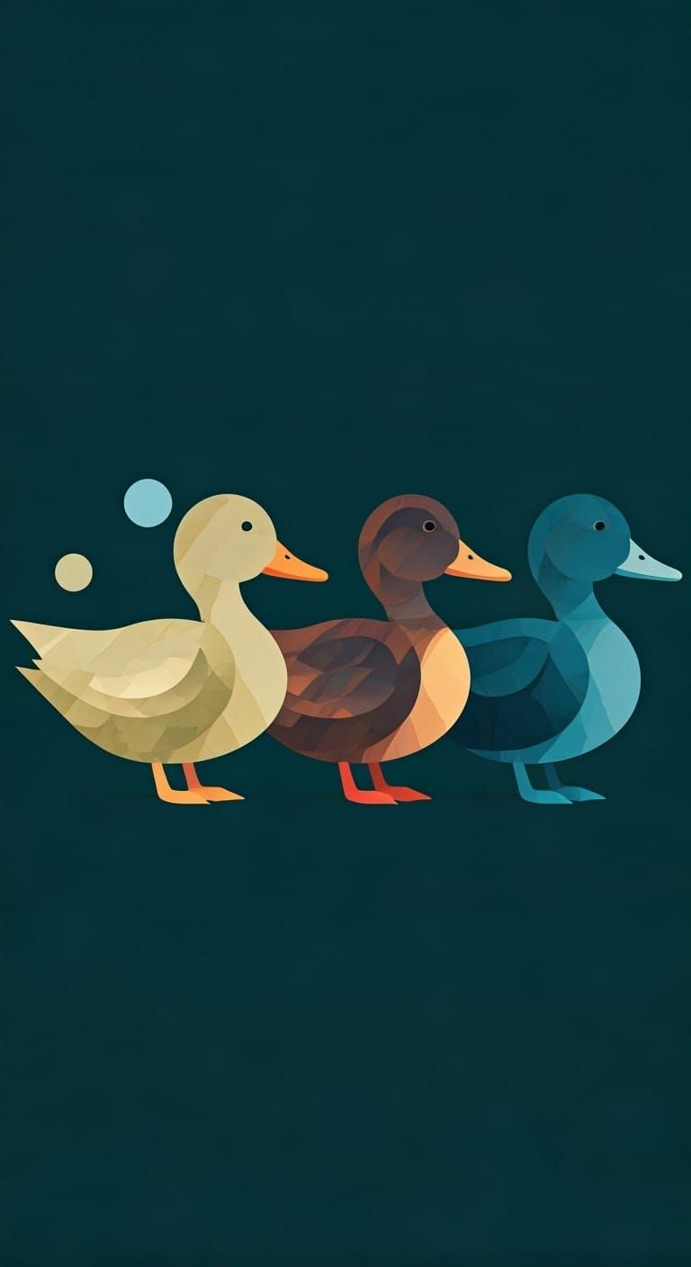 Sleek Ducks in Perfect Harmony, Pop Art Style