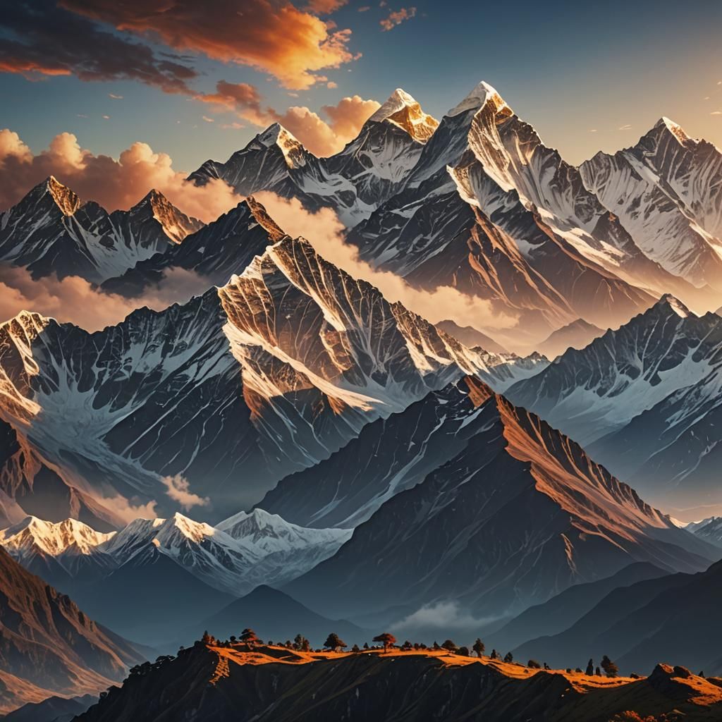 Epic Himalaya Sunrise in Dramatic Digital Art