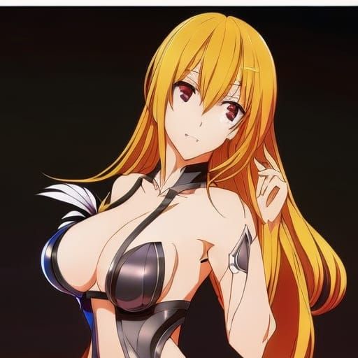 Busty Anime Girl Wears Skimpy Black Bikini