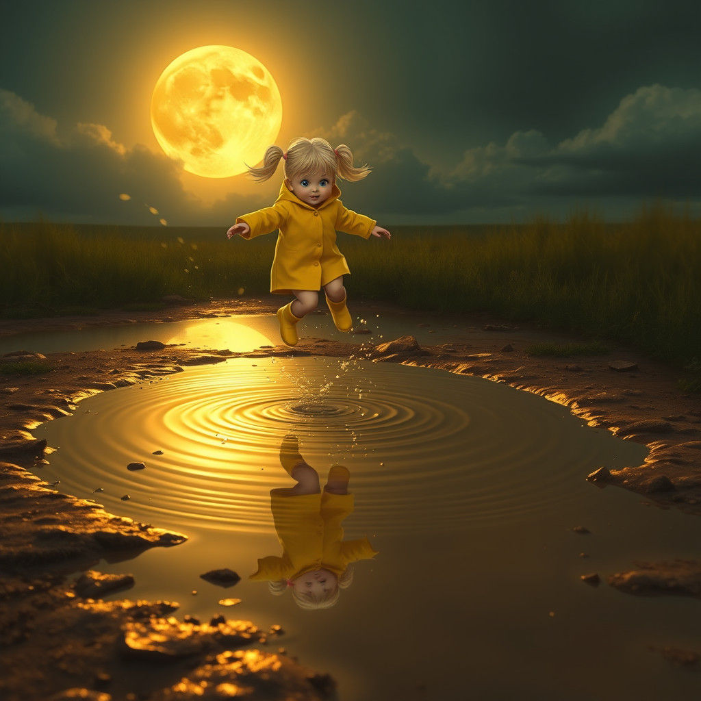 Whimsical Moonlit Moment with Sparkling Reflections