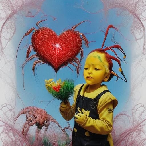Child Running with Spider's Heart and Flowers in Stunning HD...